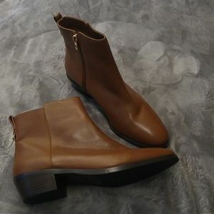 Coach Leather Ankle Boots Brown Tan Booties